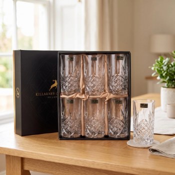 Killarney Crystal Trinity Hi Ball Glasses Set of 6 410ml
