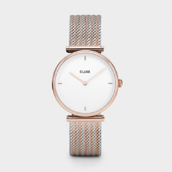 Cluse Watch Triomphe Mesh Rose Gold White &amp; Silver