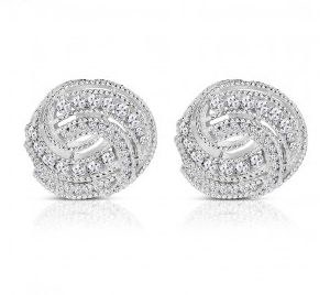 Newbridge Silverware Twist Earrings with Clear Stones