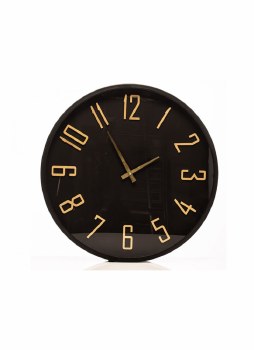 Wall Clock Black Frame with Gold Numbers 50cm
