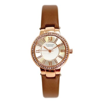 Tipperary Crystal Watch Ladies Continuance Brown Leather Strap