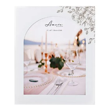 Amore White Floral Glass Frame 8*10"