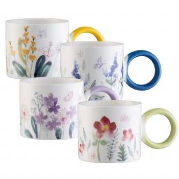 Belleek Wildflower Mugs Set of 4