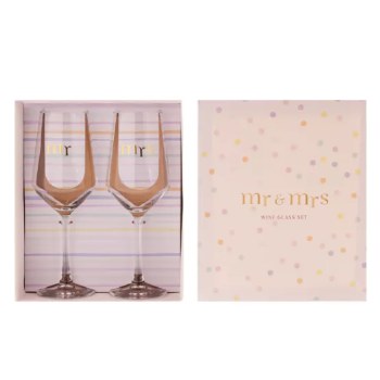 Wine Glass Pair Mr &amp; Mrs