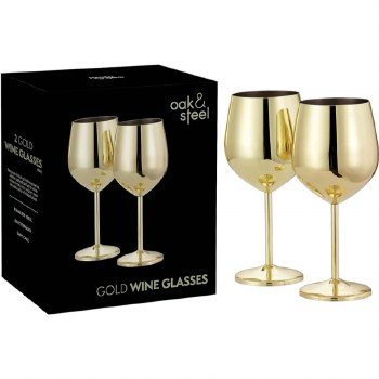 Oak &amp; Steel Wine Gold Set of 2