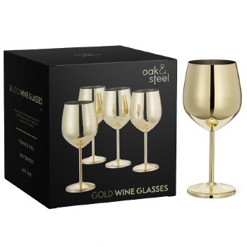 Oak &amp; Steel Wine Gold Set of 4