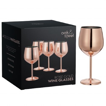 Oak &amp; Steel Wine Rose Gold Set of 4