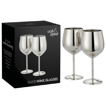 Oak &amp; Steel Wine Silver Set of 2