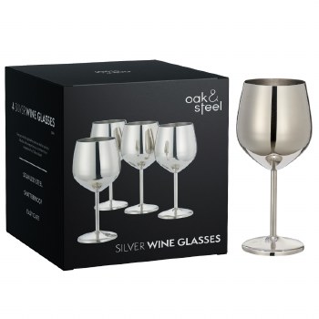 Oak &amp; Steel Wine Silver Set of 4