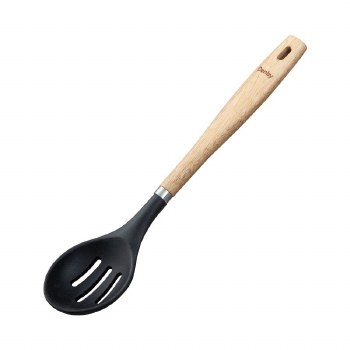 Denby Wood &amp; Silicone Slotted Spoon Black