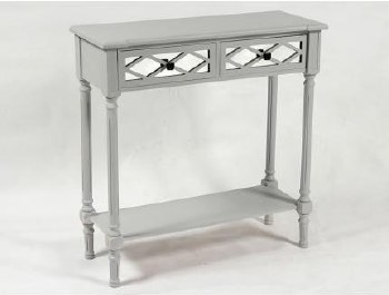 Grange Living Wooden Console Table Grey 2 Drawers with Mirror effect