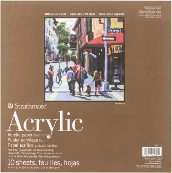 Strathmore Acrylic Paper Pads - 400 Series, 12" x 12" - 10/Sht. Tape Bound Pad