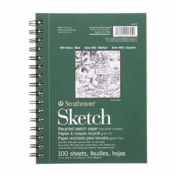 Sketch Paper Pads - 400 Series Recycled, 5" x 8" - 100/Sht. Wire Bound Pad