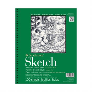 Sketch Paper Pads - 400 Series Recycled, 9" x 12" - 100/Sht. Wire Bound Pad