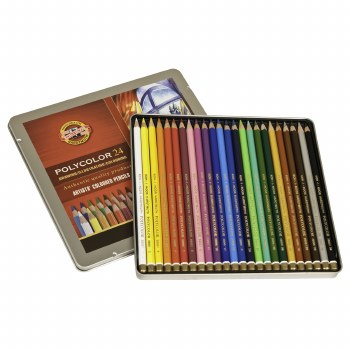 Polycolor Artists Colored Pencil Sets, 24-Color Set