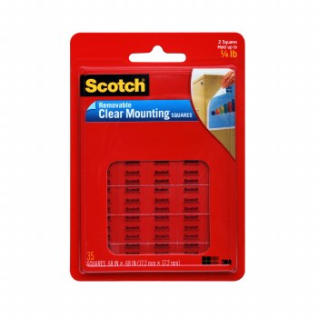 859 Scotch Clear Removable Mounting Squares, Squares Measure 11/16 in.