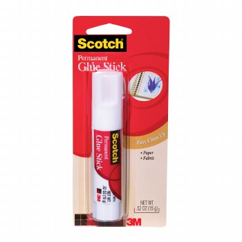 Scotch Permanent Glue Stick, White .45 oz.