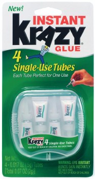 Instant Krazy Glue - All-Purpose Singles, 4 Tube Pack