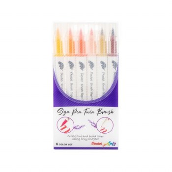 Sign Pen Twin Brush Yellow Hues 6 Pack
