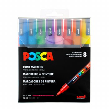 POSCA Paint Marker Sets, 8-Color PC-3M Fine Glitter Set