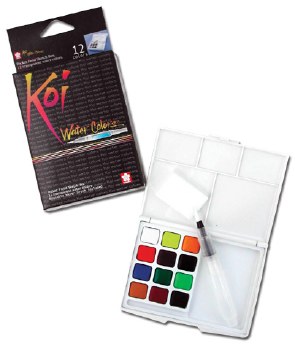 Koi Watercolors Pocket Field Sketch Box Sets, 12-Color