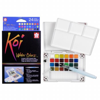 Koi Watercolors Pocket Field Sketch Box Sets, 24-Color
