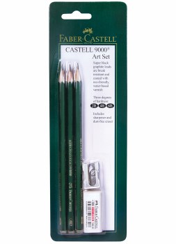 Castell 9000 Pencil Sets, 3-Pencil Blistercarded Set