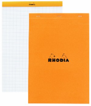 Rhodia Pads, 8.25&quot; x 11.75&quot;, Graph, Orange, 80/Sht, 80 gsm, Staple Bound