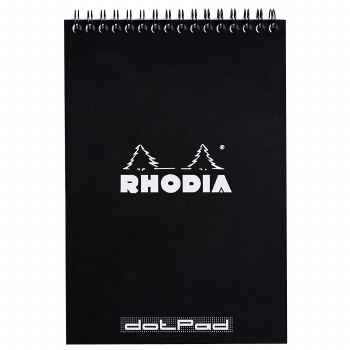 Rhodia Wire-Bound Sketchbook, 6" x 8.25", Dots, Black, 80 Sheets