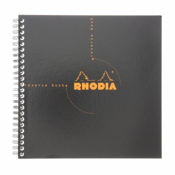 Rhodia Reverse Book, 8.25" x 8.25", Black, 80 Sheets, 80 gsm, Wire Bound