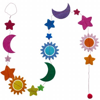 Lamali Handmade Garland, Celestial Stars/Moon/Sun, 4.9 ft.