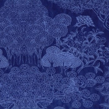 Lamali Decorative Lokta Paper, Kongpo - Blue, Light Blue Silkscreen