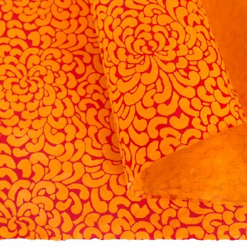 Lamali Decorative Lokta Paper, Kikuo - White, Orange Silkscreen