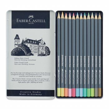 Goldfaber Aqua Watercolor Pencil Sets, 12-Color Tin Set, Pastel
