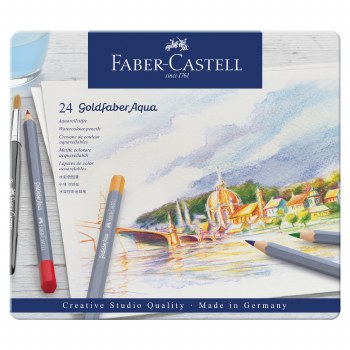 Goldfaber Aqua Watercolor Pencil Sets, 24-Color Tin Set