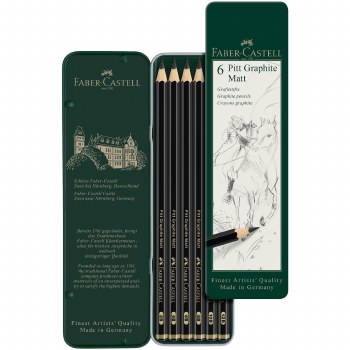 Pitt Graphite Matte Pencil Sets, 6-Pencil Tin Set