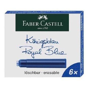 Faber-Castell Fountain Pen Ink Cartridges, Blue, Box of 6