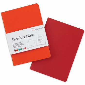 Hahnemuhle Sketch & Note Booklet, 125 GSM, 20 Sheets, 2 Pack, Red, 5.83" x 4.13"