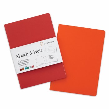 Hahnemuhle Sketch & Note Booklet, 125 GSM, 20 Sheets, 2 Pack, Red, 5.83" x 8.27"