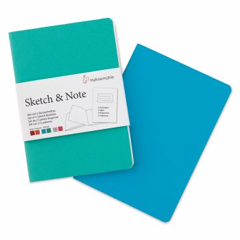 Hahnemuhle Sketch & Note Booklet, 125 GSM, 20 Sheets, 2 Pack, Blue, 5.83" x 4.13"