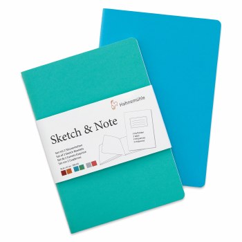 Hahnemuhle Sketch & Note Booklet, 125 GSM, 20 Sheets, 2 Pack, Blue, 5.83" x 8.27"