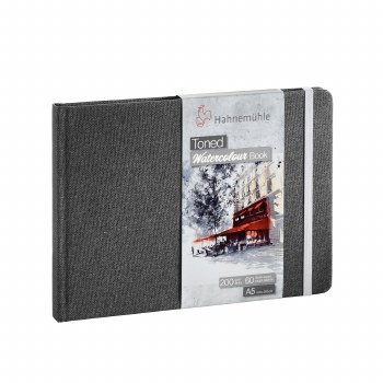 Hahnemuhle Toned Watercolor Book, Grey, 5.8" x 8.25", Landscape, 200gsm, 30 Sheets