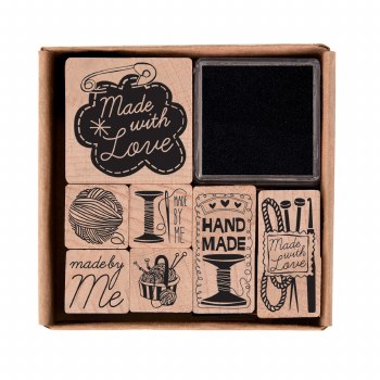 Stamp Set, Handmade/Made With Love, 7-Piece Set