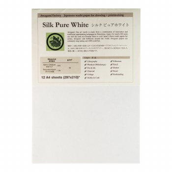 Awagami Silk Pure White Paper, A4 (8.3" x 11.7") 12 Sheets