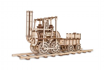 Eco-Wood-Art Mechanical Wooden 3D Puzzle, Locomotive #1 Construction Kit