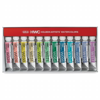Holbein Artists Watercolor 12-Color 5ml Set, Pastel Colors, Tubes