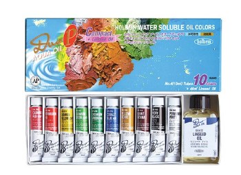 Holbein DUO Compact Set, 10 Colors (10mL) & Linseed Oil