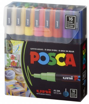 POSCA Paint Marker Sets, 16-Color PC-3M Fine Set