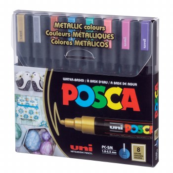 POSCA Paint Marker Sets, 8-Color PC-5M, Metallic Set