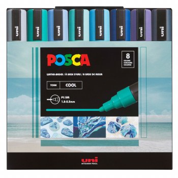 POSCA Paint Marker Sets, 8-Color PC-5M, Cool Tone Set